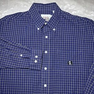 VTG Cinch Button Down Shirt Mens‎ Large Dark Blue/Purple Plaid Western Shirt
